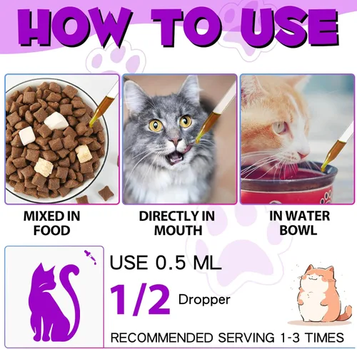 Miniatura 2 de Multivitamínico para gatos, 15 en 1, vitaminas para gatos, suplementos líquidos para la salud del corazón, huesos, articulaciones, piel y pelaje