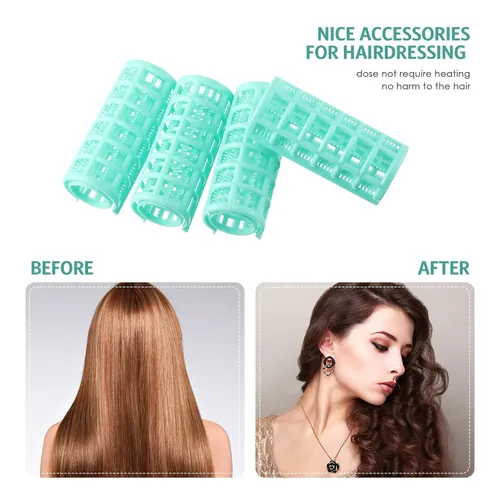 Miniatura 4 de Syhood - Juego de 12 rodillos de cabello de plástico para mujeres, tamaño grande, rizador de cabello con clips de resorte y peine de cola de rata