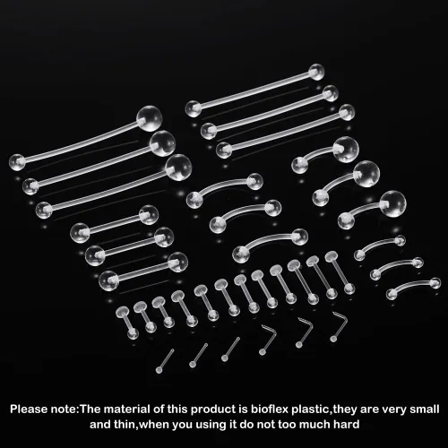 Miniatura 2 de Retenedores de piercing transparentes para cirugía – Anillos de plástico para pezones, kit de retención de nariz, joyería para ombligo, aretes