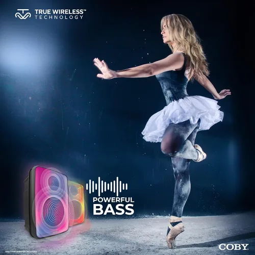 Miniatura 7 de Coby Spectra True - Altavoz Bluetooth inalámbrico, altavoz portátil con 5 modos de luz y micrófono, radio FM, batería recargable, USB, micro USB