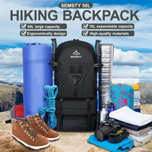 Miniatura 5 de Mochila de senderismo expandible de 40 L/50 L para hombres y mujeres, mochila de viaje y camping aprobada para vuelos