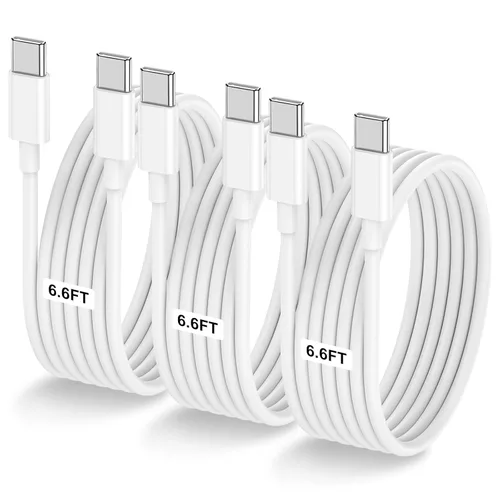 Miniatura 19 de Paquete de 2 cables USB C a USB C de 10 pies y 60 W, cable tipo C a tipo C, cable de carga rápida para iPhone Air 17 16e 16 15 Pro Plus Pro Max