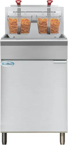 KoolMore Freidora comercial de propano líquido de pie de 75 libras con 150,000 BTU en acero inoxidable, certificación ETL (KM-FDF75-LP)