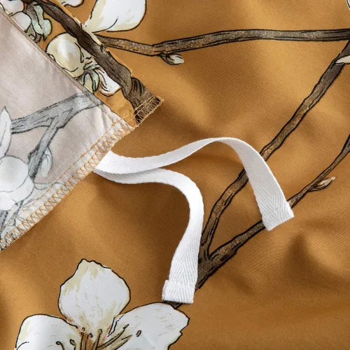 Miniatura 4 de Eikei Funda de edredón floral con flor de almendro, estilo chinoiserie, árboles en flor, vides y ramas, juego de ropa de cama de algodón de fibra