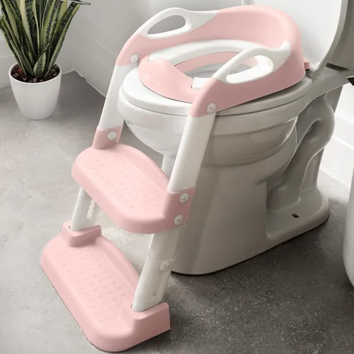 Miniatura 12 de Jool Baby Asiento de Entrenamiento para Ir al Baño con Escalera de 2 Escalones para Niños Pequeños - Protector contra Salpicaduras, Altura Ajustable