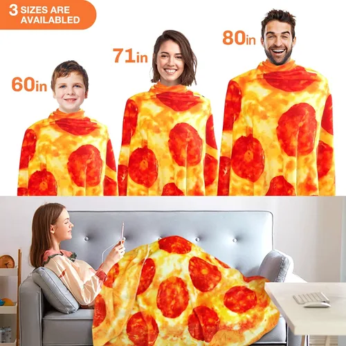 Miniatura 7 de Hommtina Manta de pizza de doble cara, manta gigante de tortilla, regalos divertidos para adultos, adolescentes y niños (60 pulgadas)