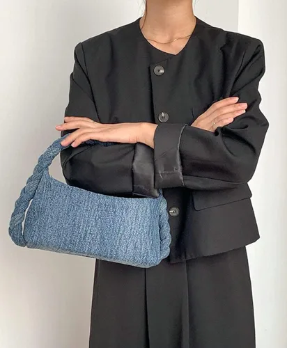 Miniatura 2 de Bolso de mano de mezclilla para mujer, bolso de mano tejido a mano, bolso cruzado casual, bolso de hombro, bolso de mensajero de cadena de moda