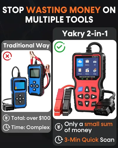 Miniatura 4 de Escáner OBD2 2 en 1 con probador de batería: códigos de motor de lectura y verificación clara de 1S + batería de prueba en 3 minutos - Herramienta