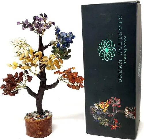 Árbol de cristal, árbol de 7 piedras de chakras, decoración de cristal para el hogar, fortuna, regalos espirituales para la buena suerte, árboles