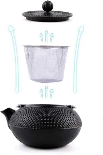 Miniatura 2 de Tetera de hierro fundido grande tetsubina japonesa con infusor de acero inoxidable para tetera de té de hojas sueltas revestida