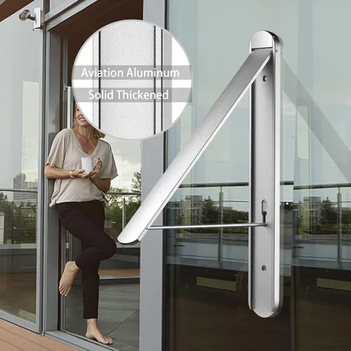Miniatura 3 de Tendedero de ropa para lavanderías pequeñas, tendedero plegable para interiores, para colgar en la pared, plegable, (aluminio, plateado)