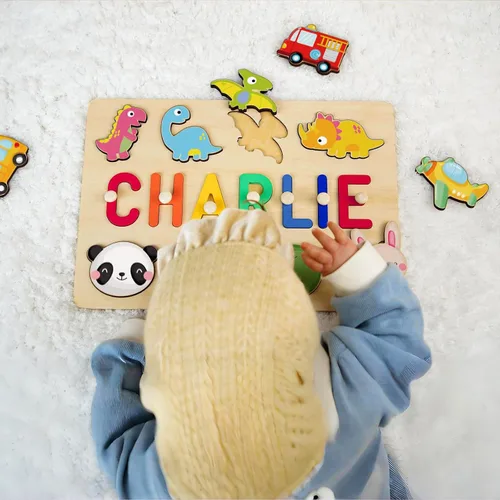 Miniatura 2 de Rompecabezas de nombres para niños pequeños de 1 a 3 años, regalos personalizados para bebés para niños y niñas, rompecabezas de madera para niños