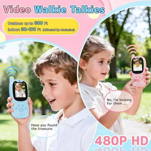 Miniatura 3 de Walkie Talkies de video para niños con cámara, paquete de 2 juguetes Walkie-Talkie recargables para niños y niñas de 3 a 12 años, regalos