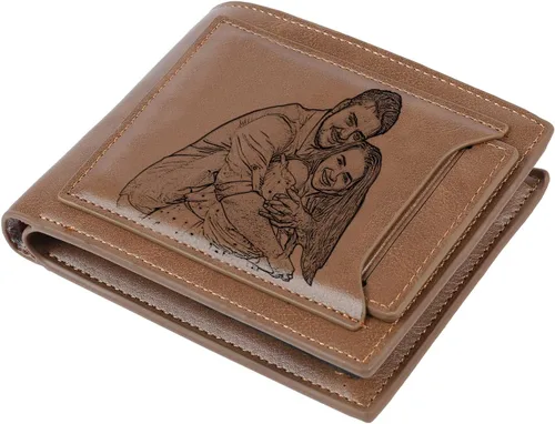 Lovejewelry Carteras personalizadas con fotos para hombres, cartera de piel grabada para padre, novio, estilo 4, Personalizable