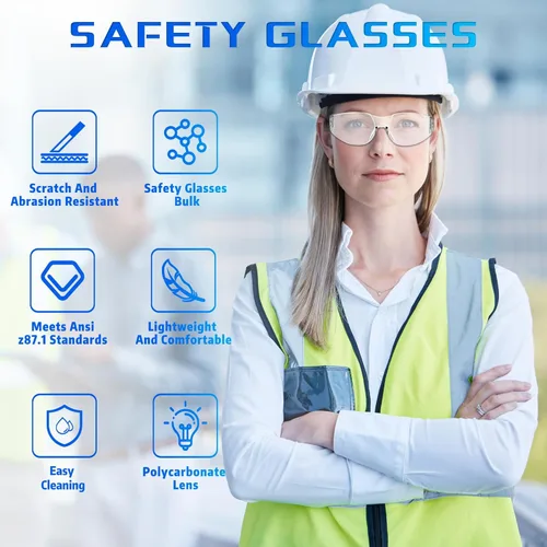 Miniatura 4 de Salfboy Gafas de Seguridad Ansi Z87.1 Gafas de Seguridad Transparentes a Granel Lentes Resistente al Impacto Gafas Protectoras para Hombres
