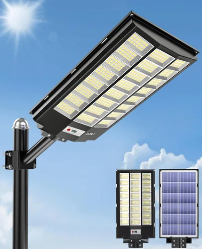 Miniatura 10 de JAYNLT Y-2000W Luz solar de calle, 200000LM 6500K luces de inundación solar al aire libre del atardecer al amanecer, 6500K IP67 impermeable luz