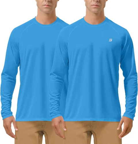 Roadbox Camisas de Protección Solar UV UPF 50+ para Hombres Manga Larga SPF Rash Guard para Pesca Senderismo Natación Correr Paquete de 2 -