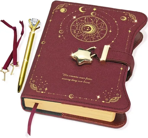 Miniatura 22 de Hoci Poci Agenda con candado y llaves para niñas, ideas de regalo para niñas, diario de 360 páginas con bordes dorados para mujeres, cuaderno