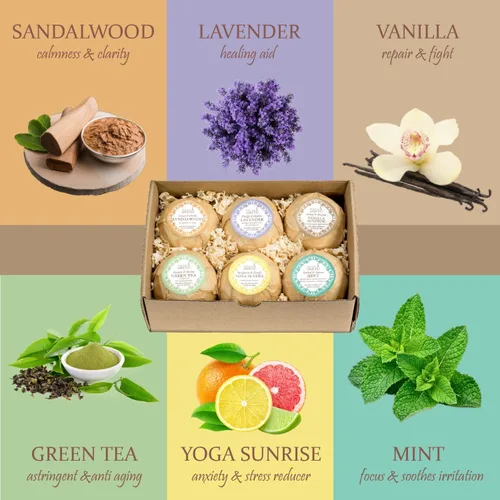 Miniatura 2 de Cesta de regalo de spa en casa, relajación, bombas de baño de aromaterapia, 6 aromas refrescantes y aromáticos para hidratar, revitalizar