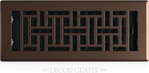 Decor Grates Registro de suelo oriental AJH412-RB, 4 x 12 pulgadas, acabado de bronce frotado bronce (Rubbed Bronze Finish)