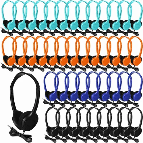 Miniatura 9 de Frienda 48 Pack Classroom Headphones Bulk, Wired School Headsets for Students, Stereo Headphones with 3.5 mm Plug for Classroom, Online Learning
