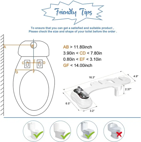Miniatura 5 de APURE BIDET A121 - Accesorio de bidé de agua caliente y fría para asiento de inodoro - Doble boquilla - Lavado trasero y femenino - Autolimpieza