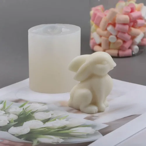 Miniatura 2 de Molde de resina de conejo de Pascua, moldes de silicona de fundición de resina para decoración del hogar y fabricación de velas, molde en espiral