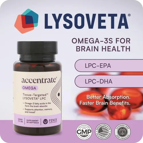 Miniatura 6 de Omega con LYSOVETA LPC Suplementos de EPA y DHA para la salud cerebral Enfoque, atención, memoria y estado de ánimo 6 veces mayor absorción