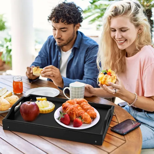 Miniatura 7 de Mayyol Bandeja de Desayuno para Comer en la Cama - Mesa de Comida Elevada con Altura Ajustable - Bandeja de Servir de Bambú para Regazo/Sofá