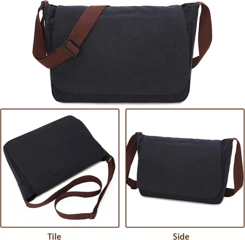 Miniatura 5 de Bolsa de mensajero, bolsa de mensajero de lona, bolsa de hombro, bolsa cruzada, bolsas de mensajero vintage para hombres y mujeres, bolsa de hombro