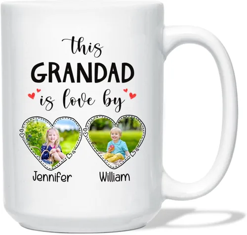 Miniatura 22 de Taza de café con texto en inglés "Best Grandpa Ever", regalo para el día del padre, taza de café personalizada para abuelo, tazas blancas de 11 Taza