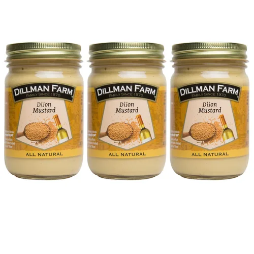 Dillman Farm All Natural Gourmet Dijon Mustard - Sin gluten, sin OMG, vegano, kosher, ecológico, sin conservantes, sin jarabe de maíz, fabricado en