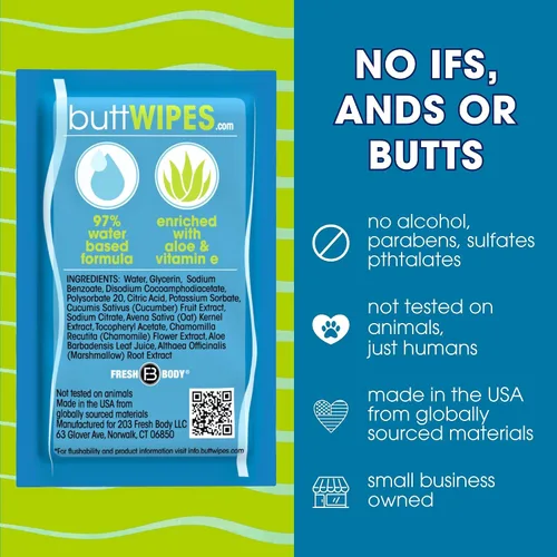 Miniatura 5 de ButtWIPES Toallitas desechables para adultos, toallitas desechables para viajes envueltas individualmente, toallitas húmedas extragrandes
