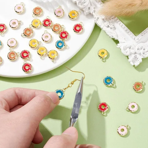 Miniatura 4 de DanLingJewelry Dijes coloridos esmaltados lindos colgantes para hacer joyas y manualidades, Metal no precioso., No es una piedra preciosa