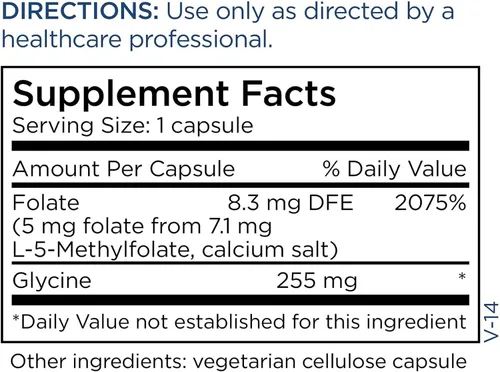 Miniatura 5 de Cápsulas Metabolic Maintenance de L metifolato activo, 0.007 oz, 90 cápsulas