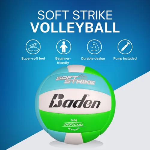 Miniatura 3 de Baden Soft Strike Voleibol Recreativo de Cuero Sintético Amortiguado Interior/Exterior para Principiantes y Jóvenes Tamaño Oficial