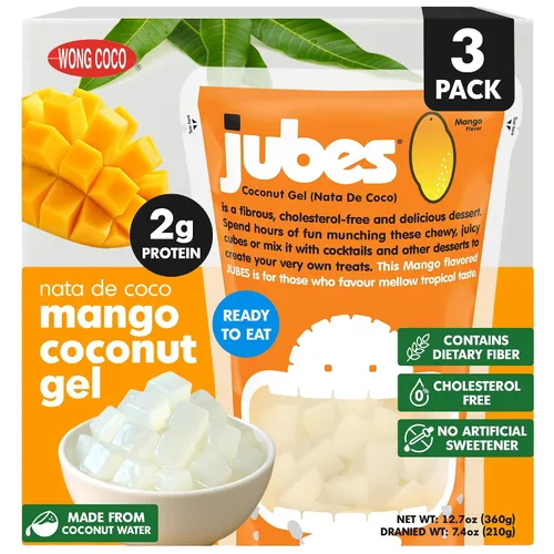Miniatura 13 de Jubes Grape Nata De Coco Jelly Cubes 12.7 oz – Cubos de jalea de coco de uva para sagú – Gel de coco en ingredientes de jarabe para té de frutas