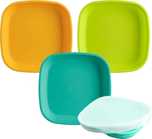 Miniatura 19 de Re-Play Plato Plano de 7" con Tapa de Silicona - Fabricado en Estados Unidos - Hecho con Silicona de Platino de Grado Médico - Con Tapa - Azul Azul