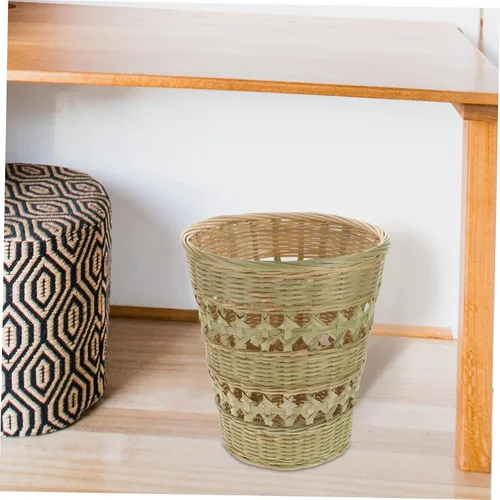 Miniatura 8 de Cesta de basura de ratán, cubo de basura de ratán, cesta de basura redonda de mimbre, contenedor de basura para cocina, sala de estar, dormitorio