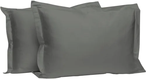 Miniatura 30 de Pizuna Juego de 2 fundas de almohada de 100 % algodón puro, tamaño estándar, color blanco, lujosas fundas de almohada de 400 hilos de satén