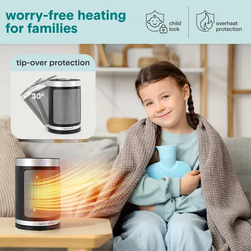 Miniatura 2 de SereneLife Calentador de espacio inteligente: calentador eléctrico para interiores de 1500 W con termostato, control remoto, temporizador de 12 WiFi