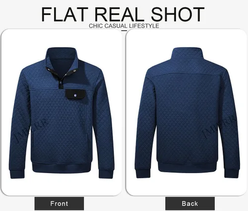 Miniatura 5 de JMIERR Sudadera acolchada para hombre, casual, de manga larga, cuello alto, con botones