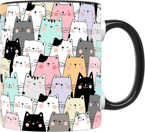 YouNique Designs Tazas de café para gatos, taza de café portátil de 11 onzas, tazas de gato para amantes de los gatos, regalos para mujeres, taza de