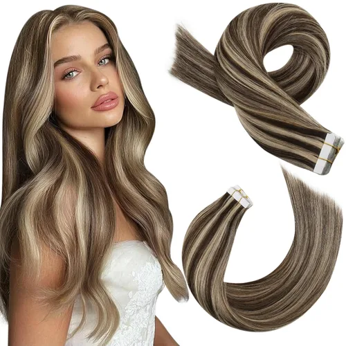 Miniatura 59 de Moresoo Extensiones de cabello humano real con cinta adhesiva, sin costuras, #1 negro azabache, 20 piezas, 1.76 oz (50 g), 24 pulgadas