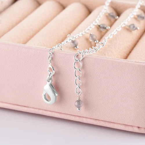 Miniatura 59 de Yanara Tobilleras de piedras preciosas para mujer, piedra natal natural, chapada en plata, joyería hecha a mano en 8.5 + 1.5 pulgadas, cristales