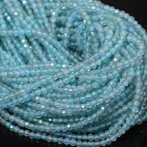 Miniatura 80 de 180 piezas 2mm Cuentas de piedras preciosas de turquesa africana natural facetada redonda suelta para hacer joyas