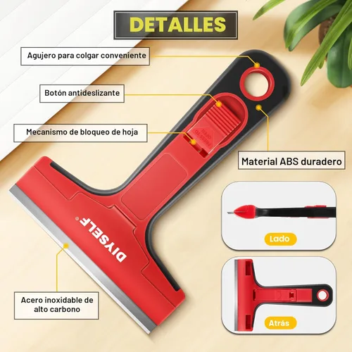 Miniatura 7 de DIYSELF Rascador de Cuchilla de Afeitar, 1 Paquete de Herramienta Rascadora con 10 Piezas de Cuchillas de 4 Pulgadas, Rascador de Cuchilla