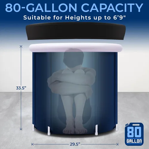 Miniatura 5 de SereneLife Bañera de inmersión fría inflable aislada – Tina de baño de hielo para una persona con tapa, cápsula de relajación de inmersión fría