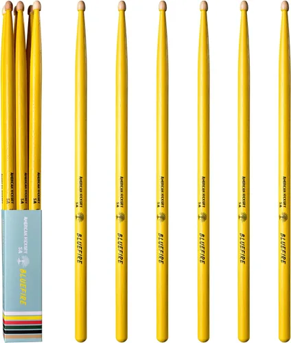 Miniatura 8 de Bluefire - Baquetas 5A, 6 palos (3 pares) de colores surtidos, peso de nogal americano a juego, prueba varios colores en un paquete para bateristas