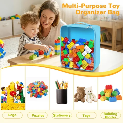 Miniatura 4 de Paquete de 8 bolsas grandes transparentes de almacenamiento de juguetes con asas, 12 x 10 x 5 pulgadas, organizador de almacenamiento de juguetes